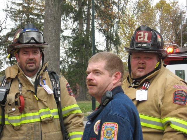 (L-R):  Firefighters Alan Kennedy, Bob Stewart, and Bill Goodley.